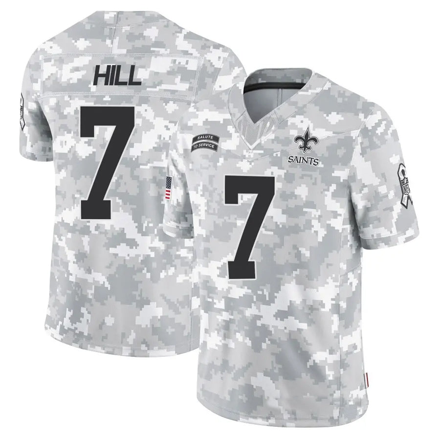 Choea NO.Saints #7 Taysom Hill Player Arctic Camo Salute to Service Limited Stitched Jerseys