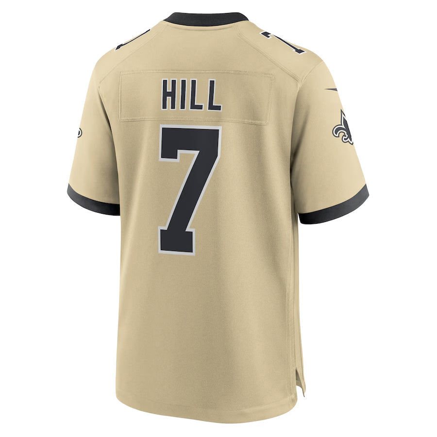 Choea NO.Saints #7 Taysom Hill Player Gold Alternate Game Stitched Jerseys