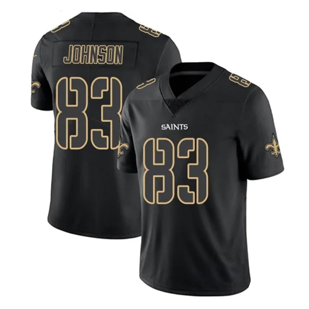 Choea NO.Saints #83 Juwan Johnson Player Black Impact Limited Home Game Stitched Jerseys