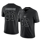Choea NO.Saints #83 Juwan Johnson Player Black Limited Reflective Home Game Stitched Jerseys