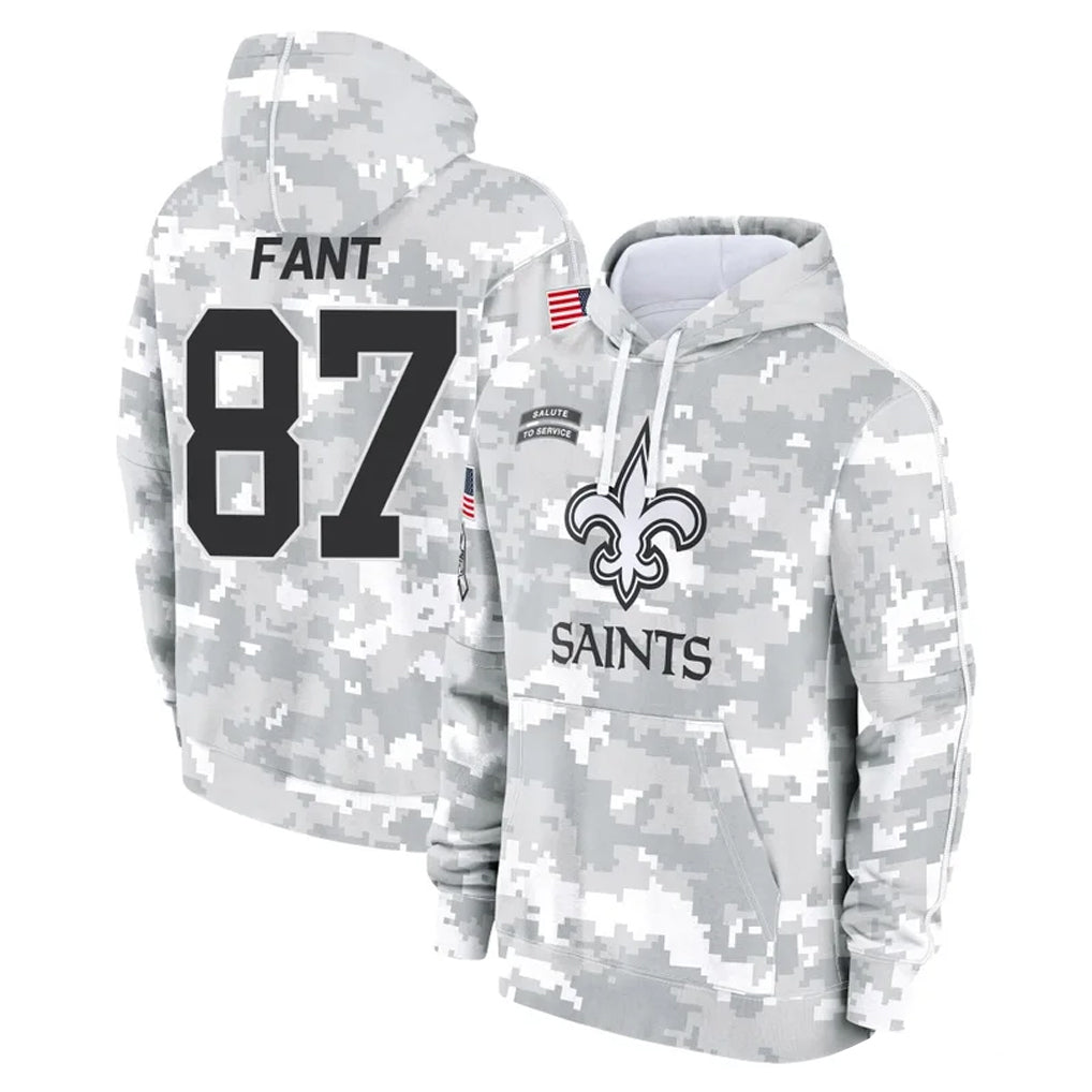 Choea NO.Saints #87 Noah Fant Player Arctic Camo Salute to Service Pullover Hoodies Limited Game Stitched Jerseys