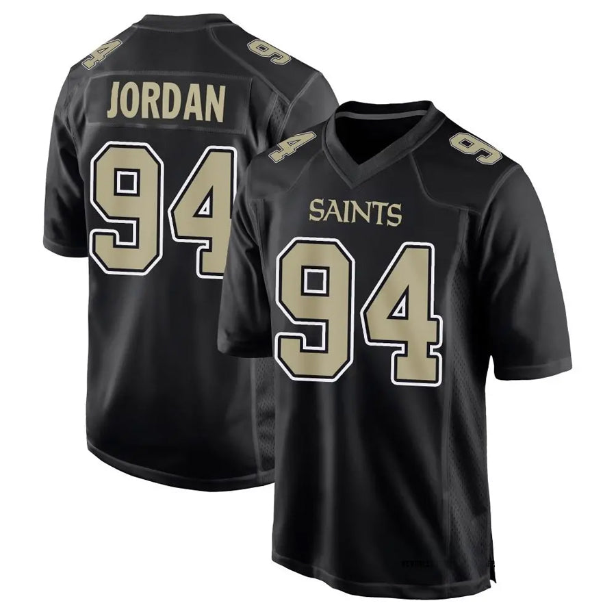 Choea NO.Saints #94 Cameron Jordan Player Carbon Black Fashion Game Stitched Jerseys