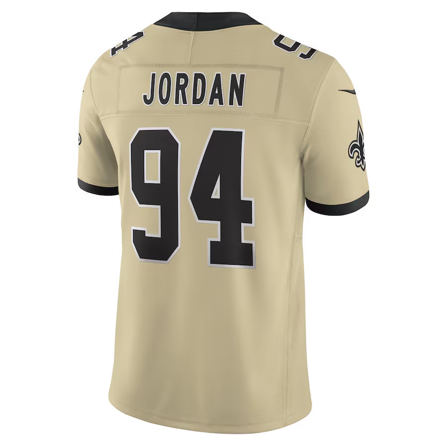 Choea NO.Saints #94 Cameron Jordan Player Gold Alternate Vapor F.U.S.E. Limited Stitched Jerseys