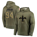 Choea NO.Saints #94 Cameron Jordan Player Olive Salute to Service Pullover Hoodies Home Game Stitched Jerseys