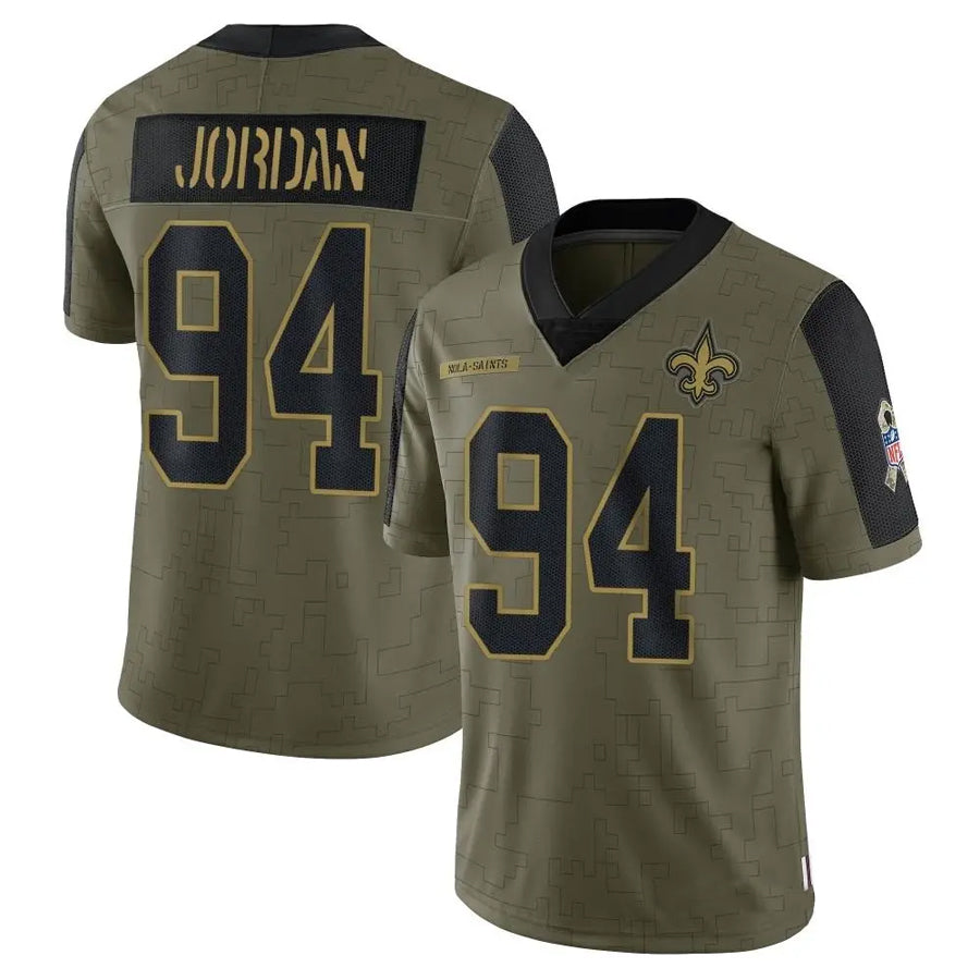 Choea NO.Saints #94 Cameron Jordan Player Salute To Service Olive Stitched Jerseys