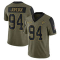 Choea NO.Saints #94 Cameron Jordan Player Salute To Service Olive Stitched Jerseys