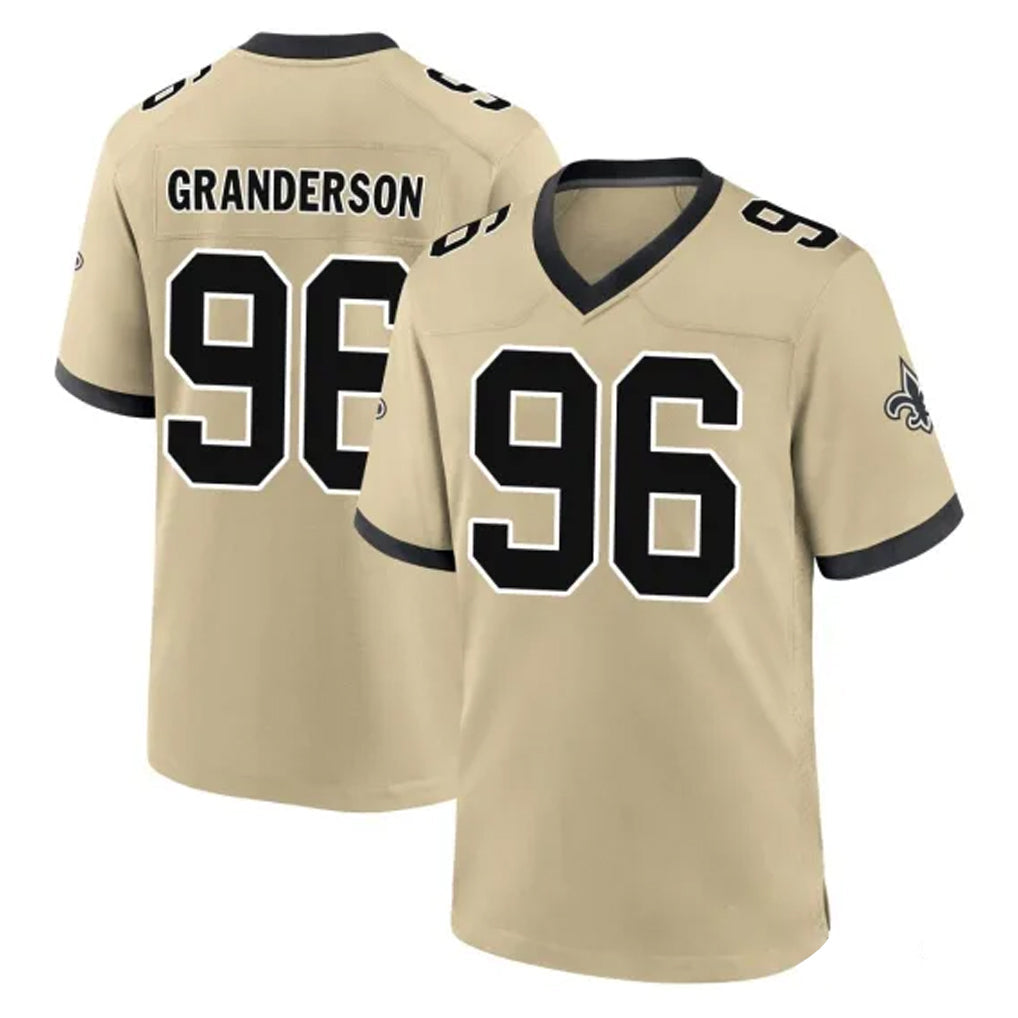 Choea NO.Saints #96 Carl Granderson Player Gold Home Game Stitched Jerseys
