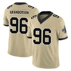 Choea NO.Saints #96 Carl Granderson Player Gold Limited Vapor F.U.S.E. Home Game Stitched Jerseys