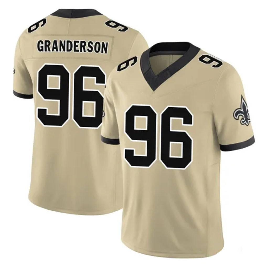 Choea NO.Saints #96 Carl Granderson Player Gold Limited Vapor F.U.S.E. Home Game Stitched Jerseys