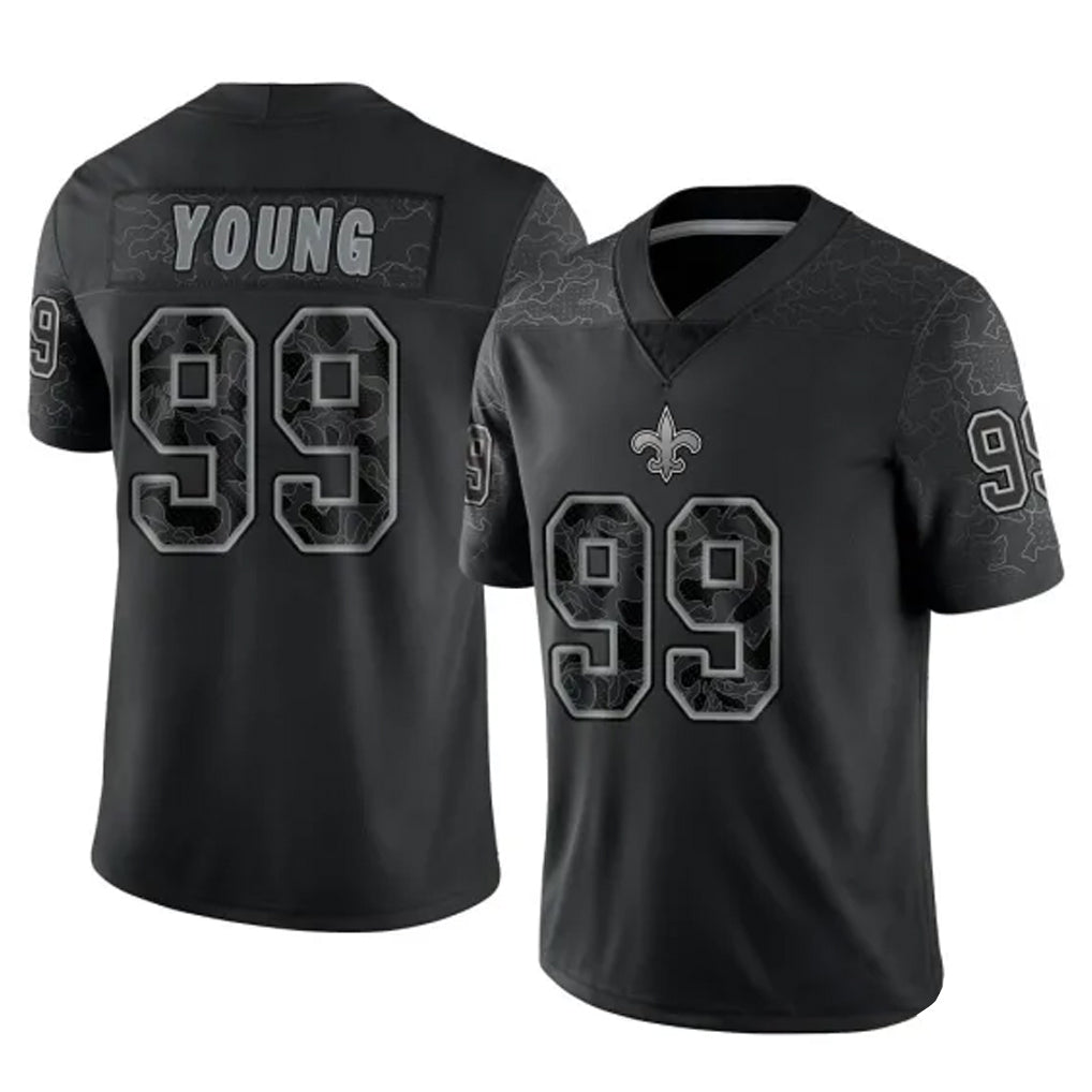 Choea NO.Saints #99 Chase Young Player Black Limited Reflective Home Game Stitched Jerseys