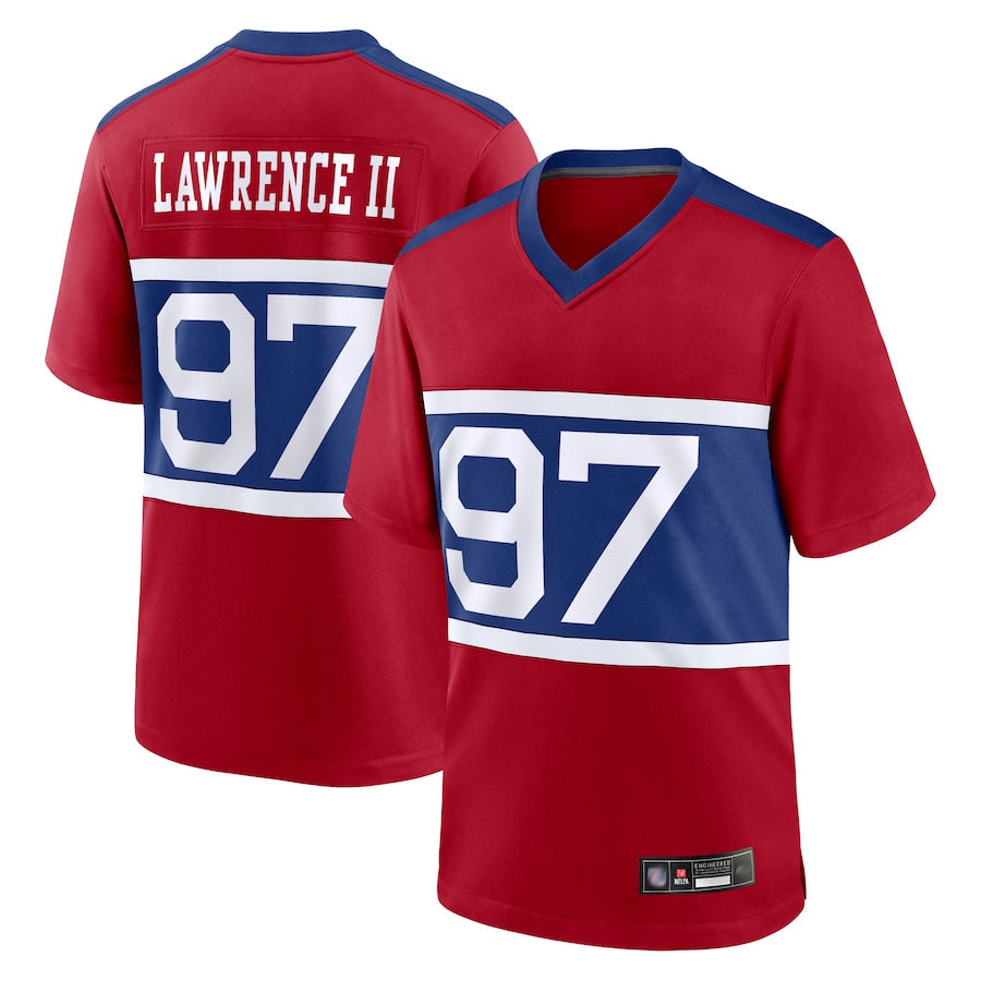Choea NY.Giants Secondary Throwback Alternate Jerseys - Red - #97 Dexter Lawrence II Player