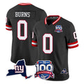Choea NY.Giants #0 Brian Burns Player Black 100th Season & State Patch Vapor Limited Home Game Stitched Jerseys