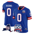 Choea NY.Giants #0 Brian Burns Player Royal 100th Season & State Patch Vapor Limited Home Game Stitched Jerseys