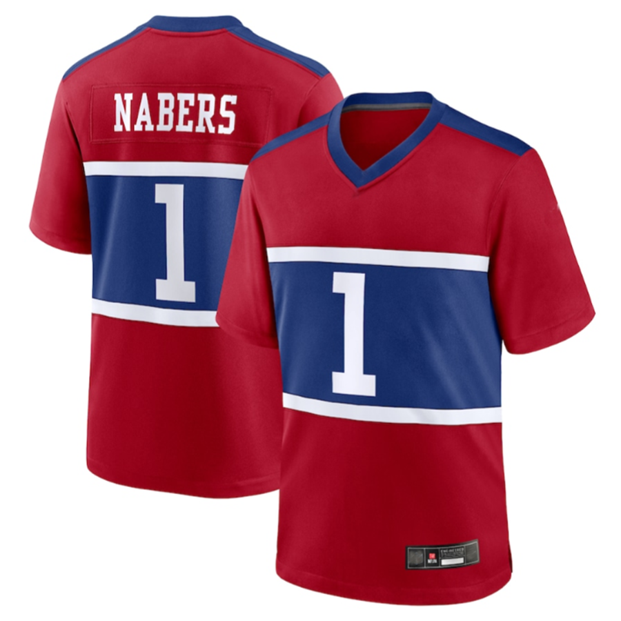 Choea NY.Giants #1 Malik Nabers Century Red Alternate Game Stitched Jerseys
