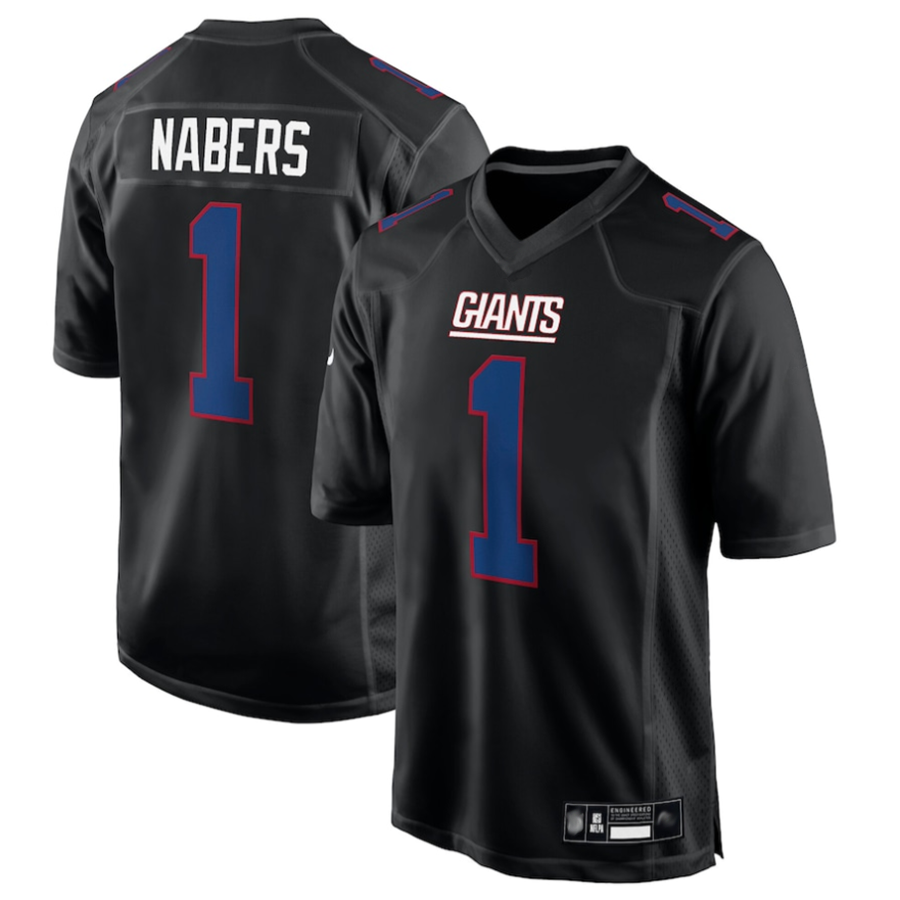 Choea NY.Giants #1 Malik Nabers Player Carbon Black Fashion Stitched Jerseys