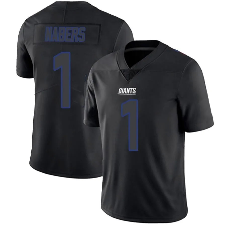 Choea NY.Giants #1 Malik Nabers Player Limited Black Impact Stitched Jerseys