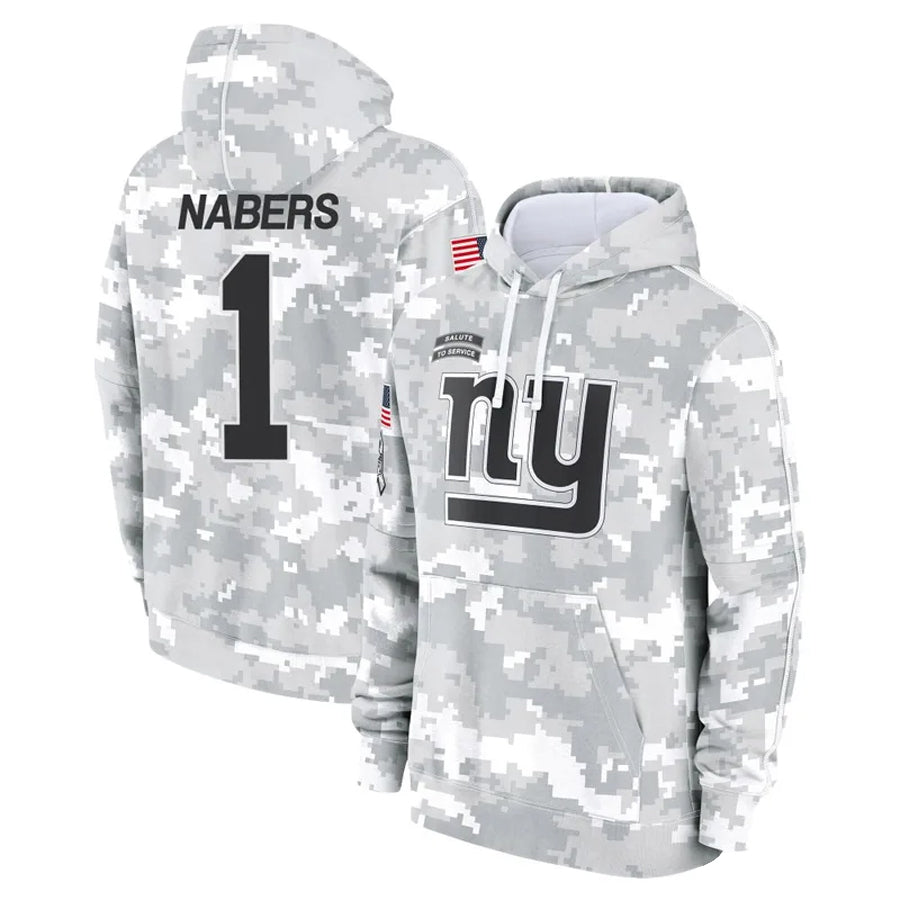 Choea NY.Giants #1 Malik Nabers Player Salute to Service Hoodies Stitched Jerseys