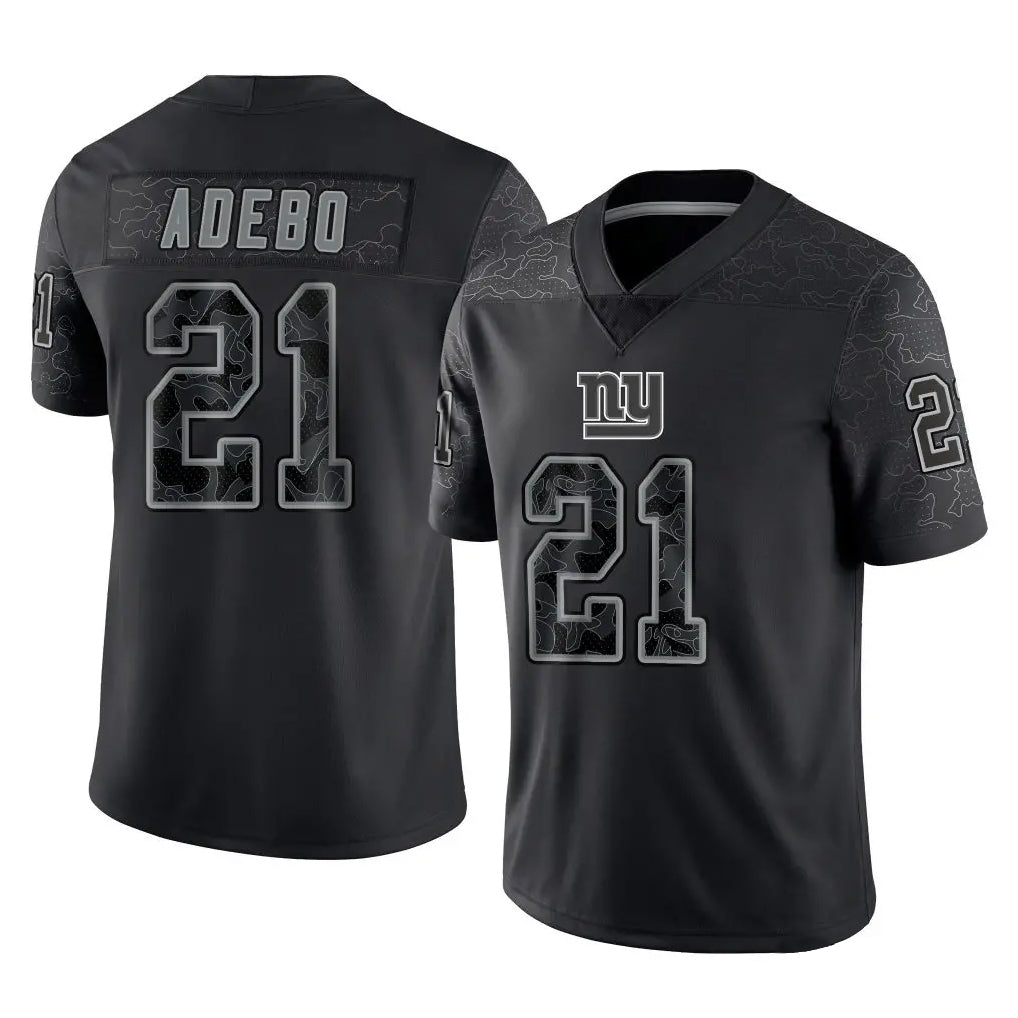 Choea NY.Giants #21 Paulson Adebo Player Black Limited Reflective Home Game Stitched Jerseys