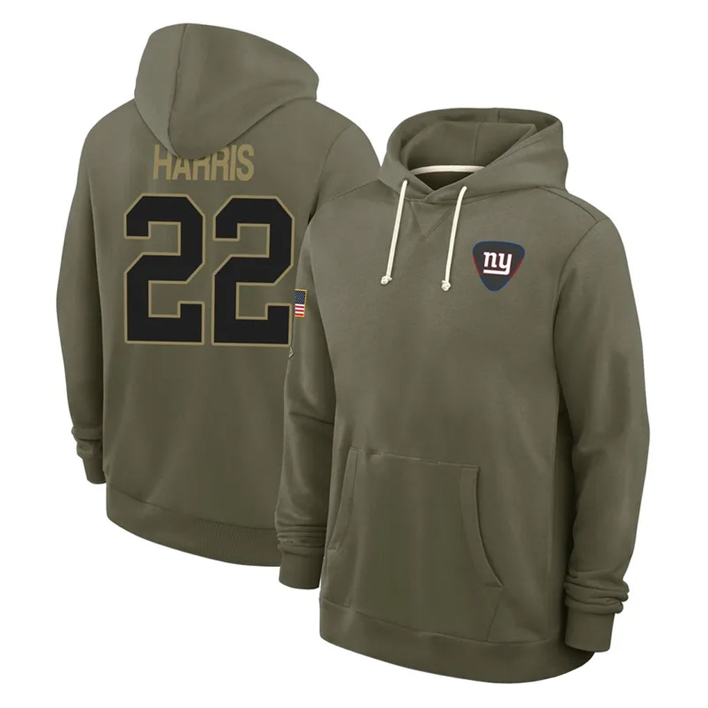 Choea NY.Giants #22 Najee Harris Player Olive Salute to Service Pullover Hoodies Limited Stitched Jerseys