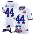 Choea NY.Giants #44 Cam Skattebo Player White 100th Season & State Patch Vapor Limited Home Game Stitched Jerseys