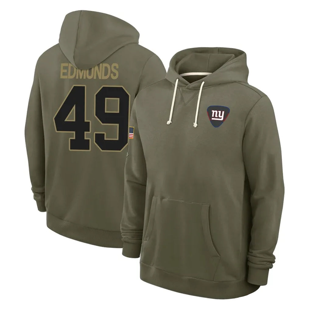 Choea NY.Giants #49 Tremaine Edmunds Player Olive Salute to Service Pullover Hoodies Limited Stitched Jerseys