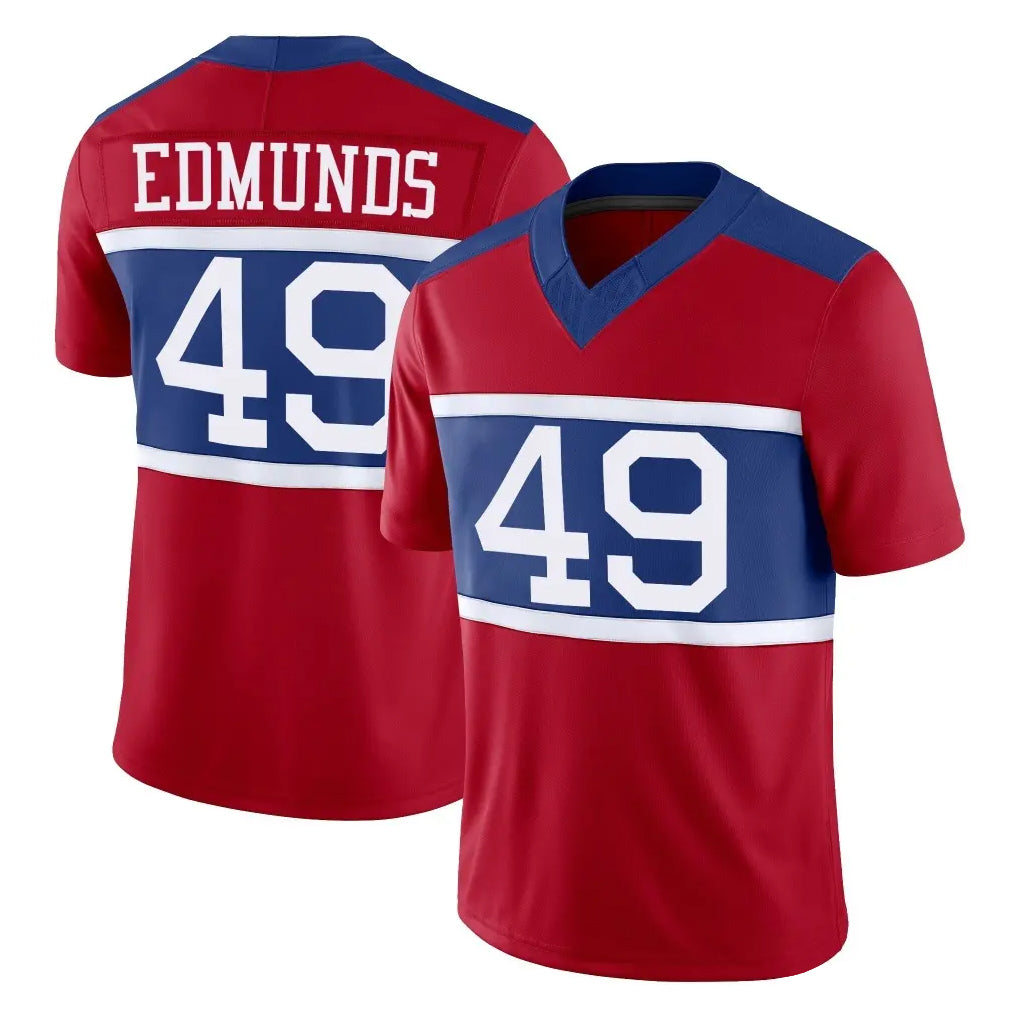 Choea NY.Giants #49 Tremaine Edmunds Player Red Century Vapor F.U.S.E. Home Game Stitched Jerseys