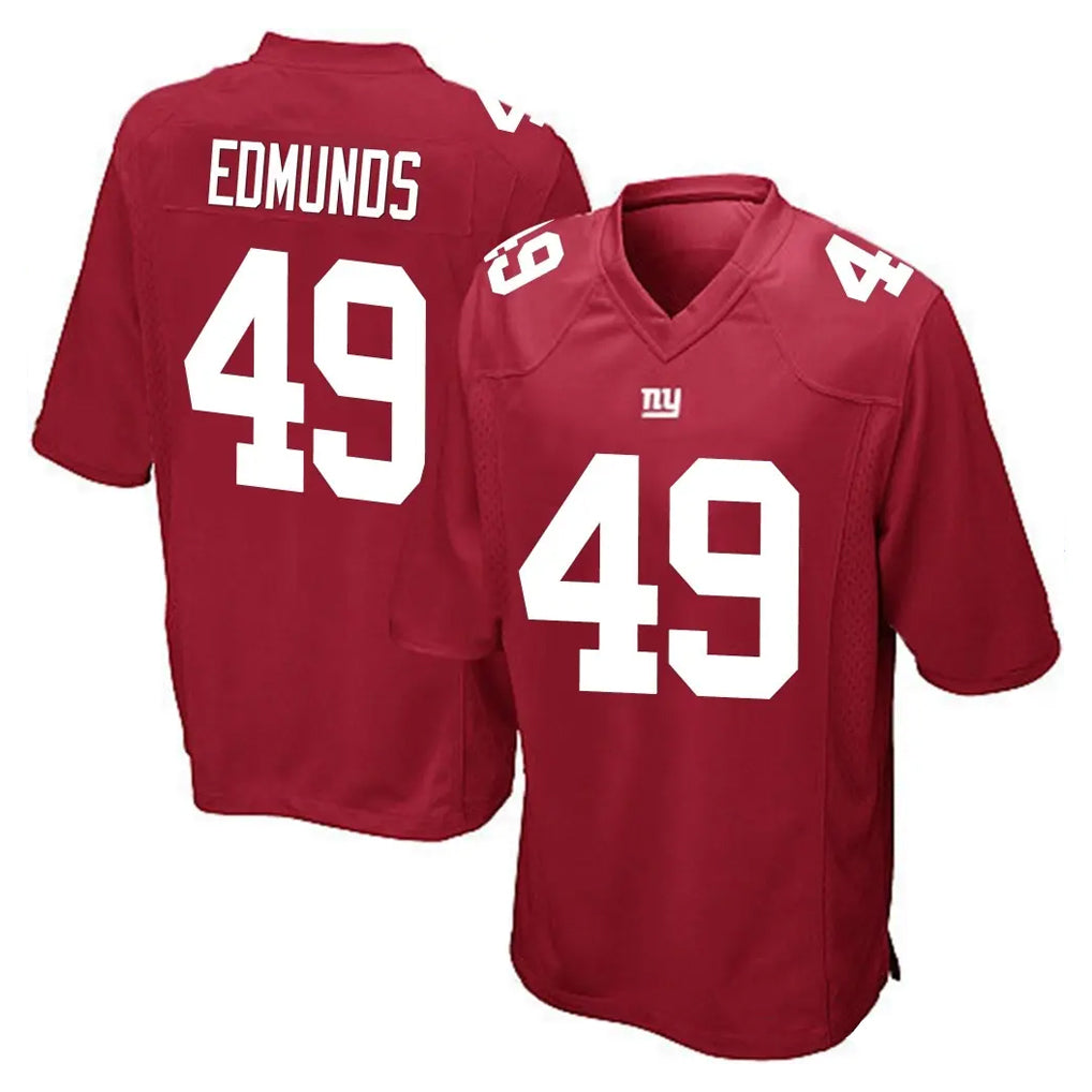Choea NY.Giants #49 Tremaine Edmunds Player Red Home Game Stitched Jerseys