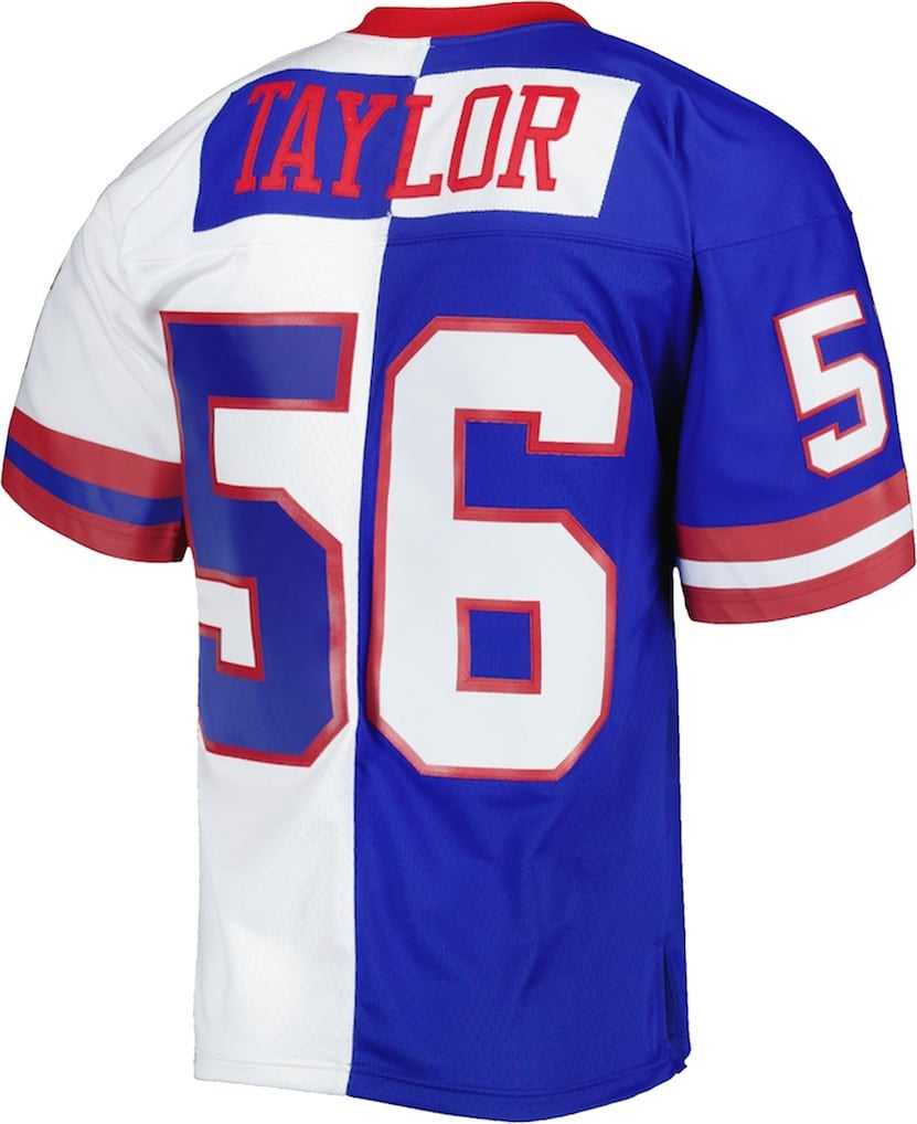 Choea NY.Giants #56 Lawrence Taylor Mitchell & Ness Royal-White Split Legacy Replica Stitched Jerseys