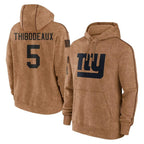 Choea NY.Giants #5 Kayvon Thibodeaux Player Brown Salute to Service Pullover Hoodies Limited Game Stitched Jerseys