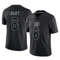 Choea NY.Giants #6 Jaxson Dart Player Black Limited Reflective Home Game Stitched Jerseys