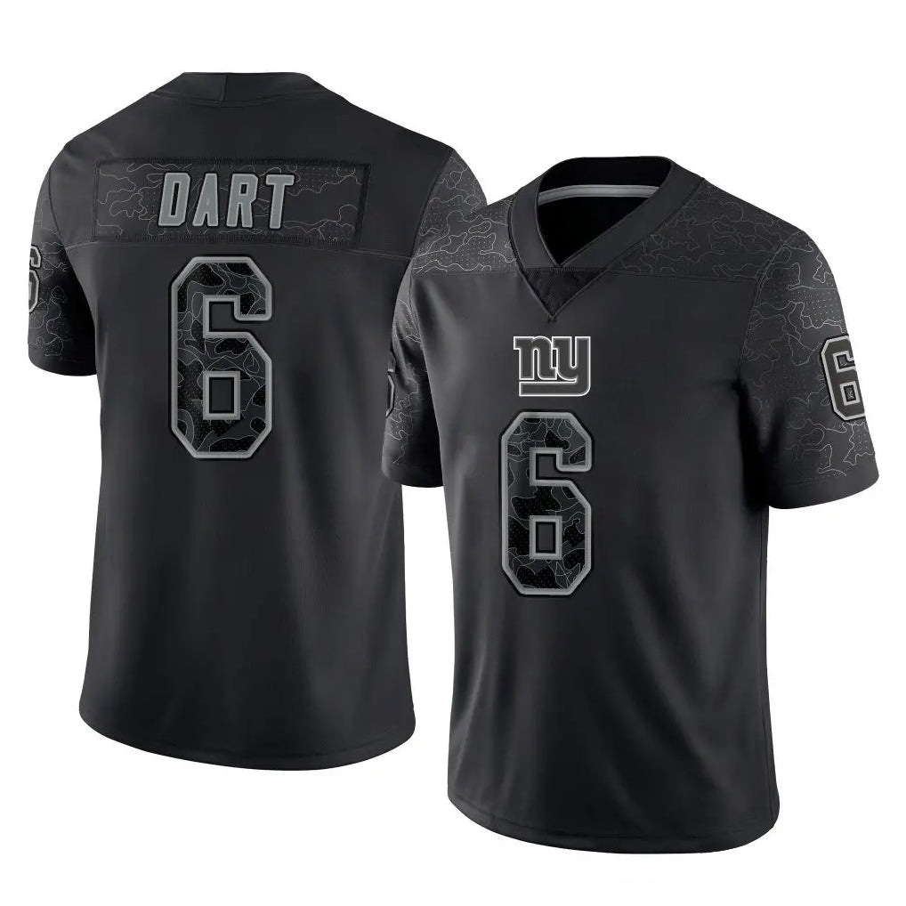 Choea NY.Giants #6 Jaxson Dart Player Black Limited Reflective Home Game Stitched Jerseys