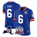 Choea NY.Giants #6 Jaxson Dart Player Royal 100th Season & State Patch Vapor Limited Home Game Stitched Jerseys