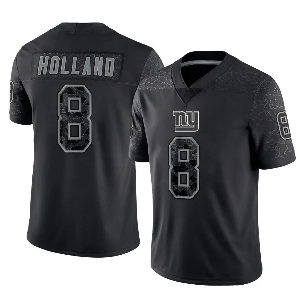 Choea NY.Giants #8 Jevon Holland Player Black Limited Reflective Home Game Stitched Jerseys