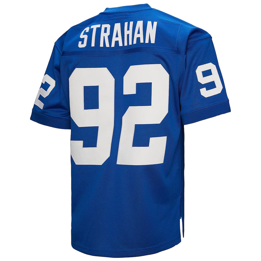 Choea NY.Giants #92 Michael Strahan Mitchell & Ness Royal Authentic Throwback Retired Player Stitched Jerseys