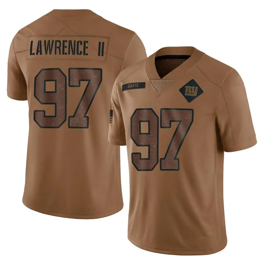 Choea NY.Giants #97 Dexter Lawrence II Player Brown Salute To Service Limited Stitched Jerseys