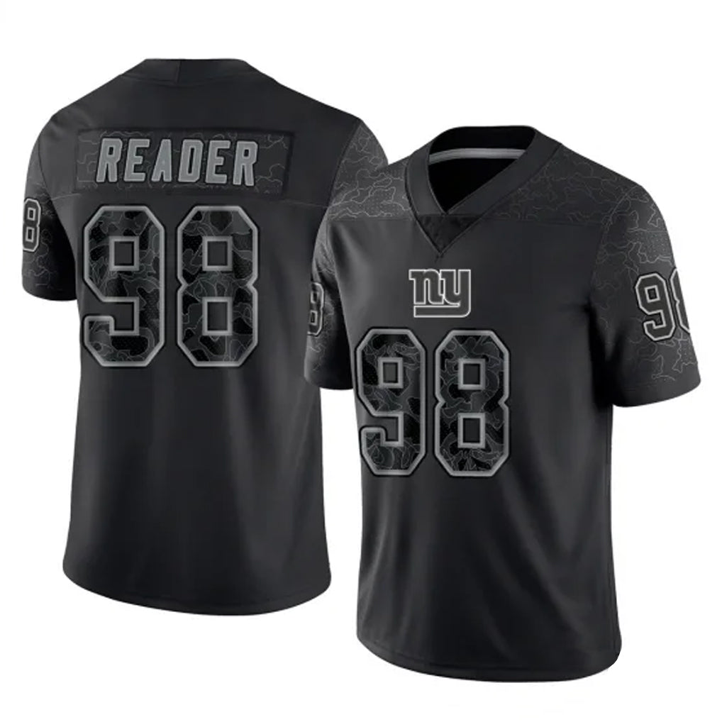 Choea NY.Giants #98 DJ Reader Player Black Limited Reflective Home Game Stitched Jerseys