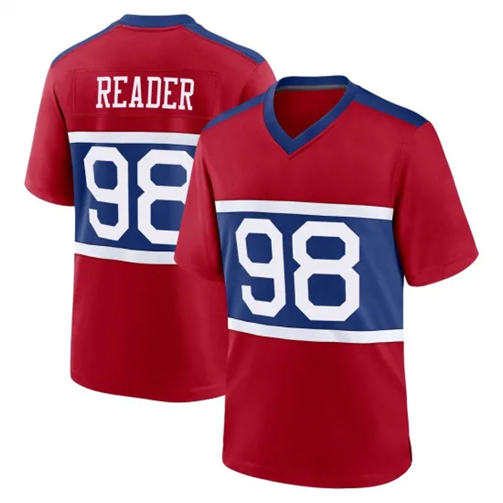 Choea NY.Giants #98 DJ Reader Player Red Century Home Game Stitched Jerseys