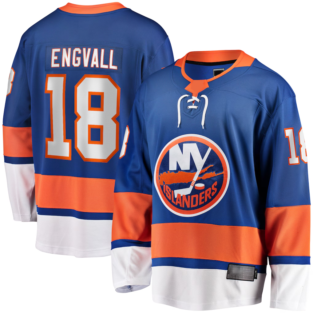 Choea NY.Islanders #18 Pierre Engvall Blue Home Premier Breakaway Player Jerseys