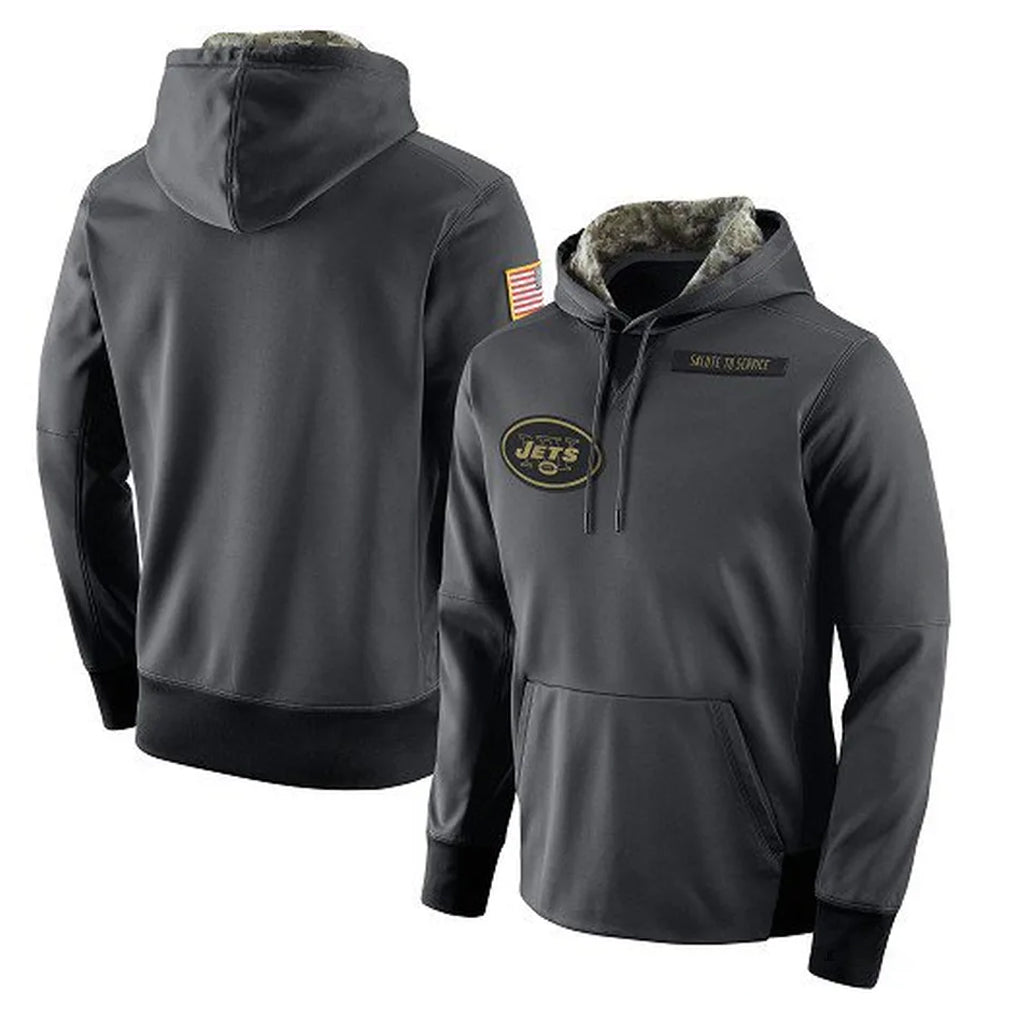 Choea NY.Jets Gray Pullover Hoodies Limited Game Blank Player Stitched Jerseys