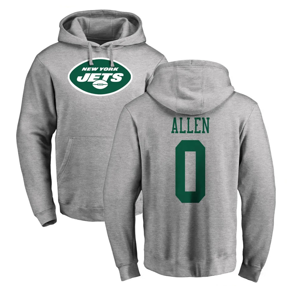 Choea NY.Jets #0 Braelon Allen Player Gray LOGO Pullover Hoodies Limited Game Stitched Jerseys