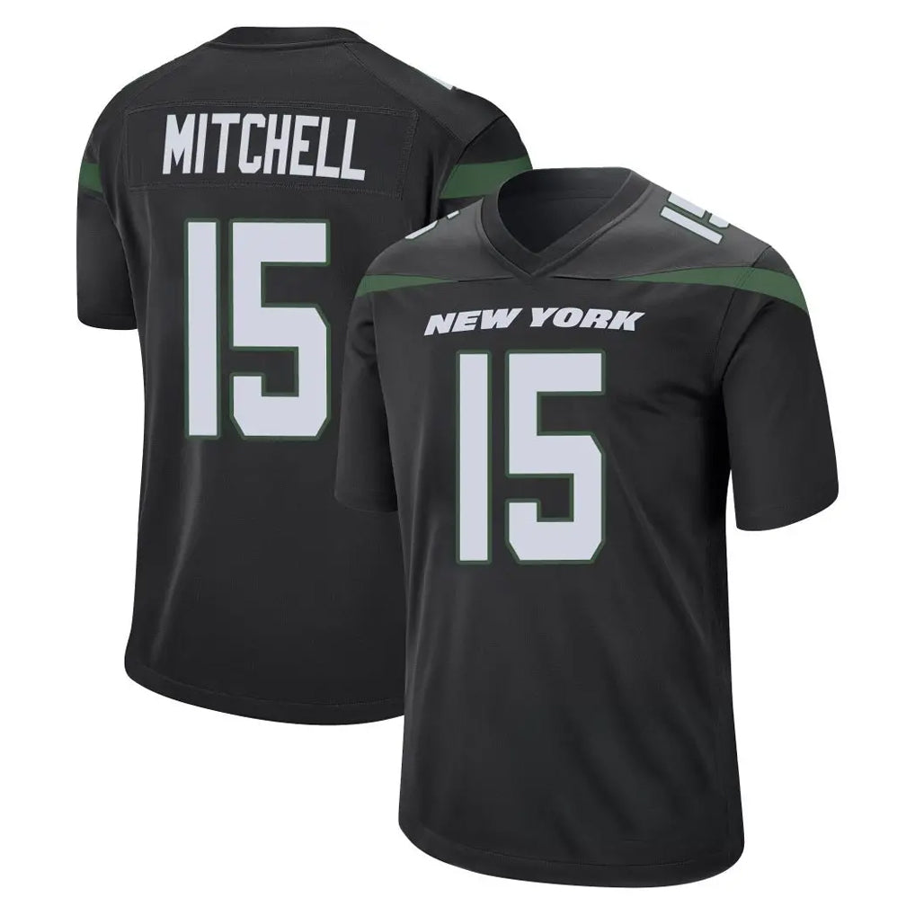 Choea NY.Jets #15 Adonai Mitchell Player Stealth Black Home Game Stitched Jerseys