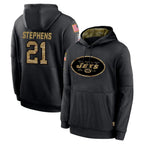 Choea NY.Jets #21 Brandon Stephens Player Black Salute to Service Hoodies Limited Game Stitched Jerseys