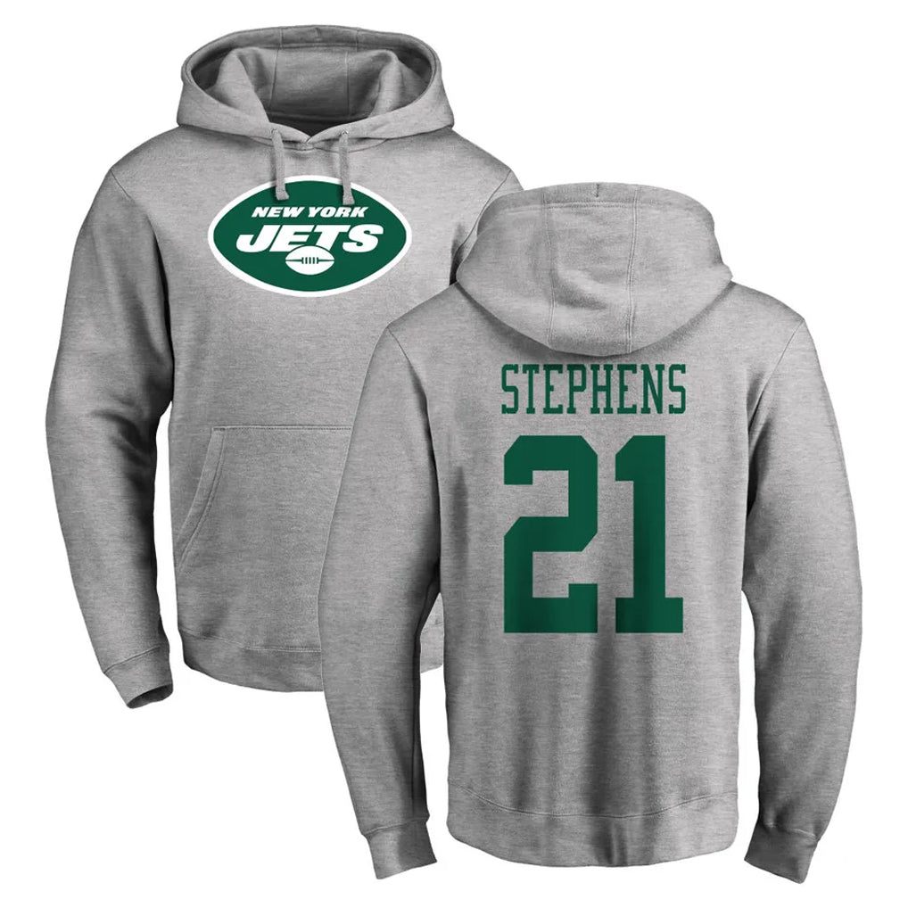 Choea NY.Jets #21 Brandon Stephens Player Gray LOGO Pullover Hoodies Limited Game Stitched Jerseys