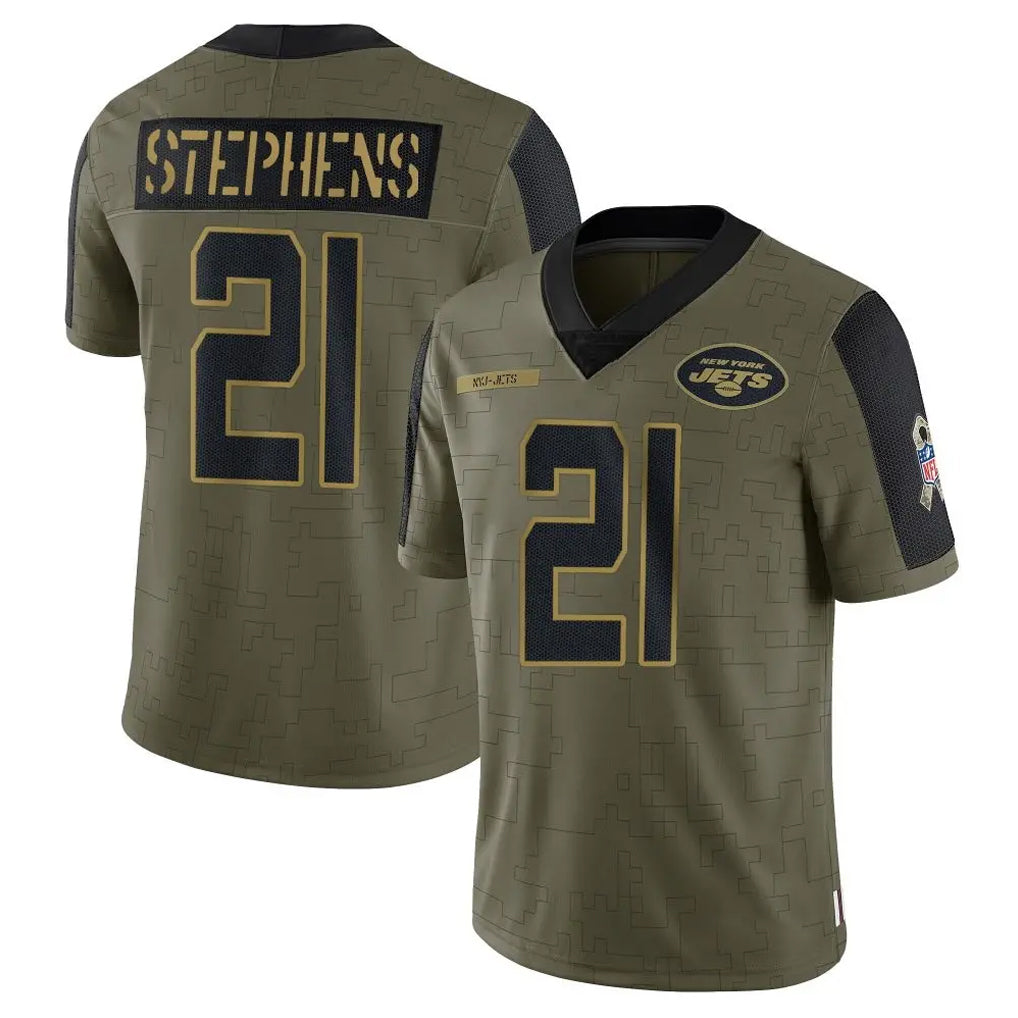 Choea NY.Jets #21 Brandon Stephens Player Olive Salute To Service Limited Game Stitched Jerseys