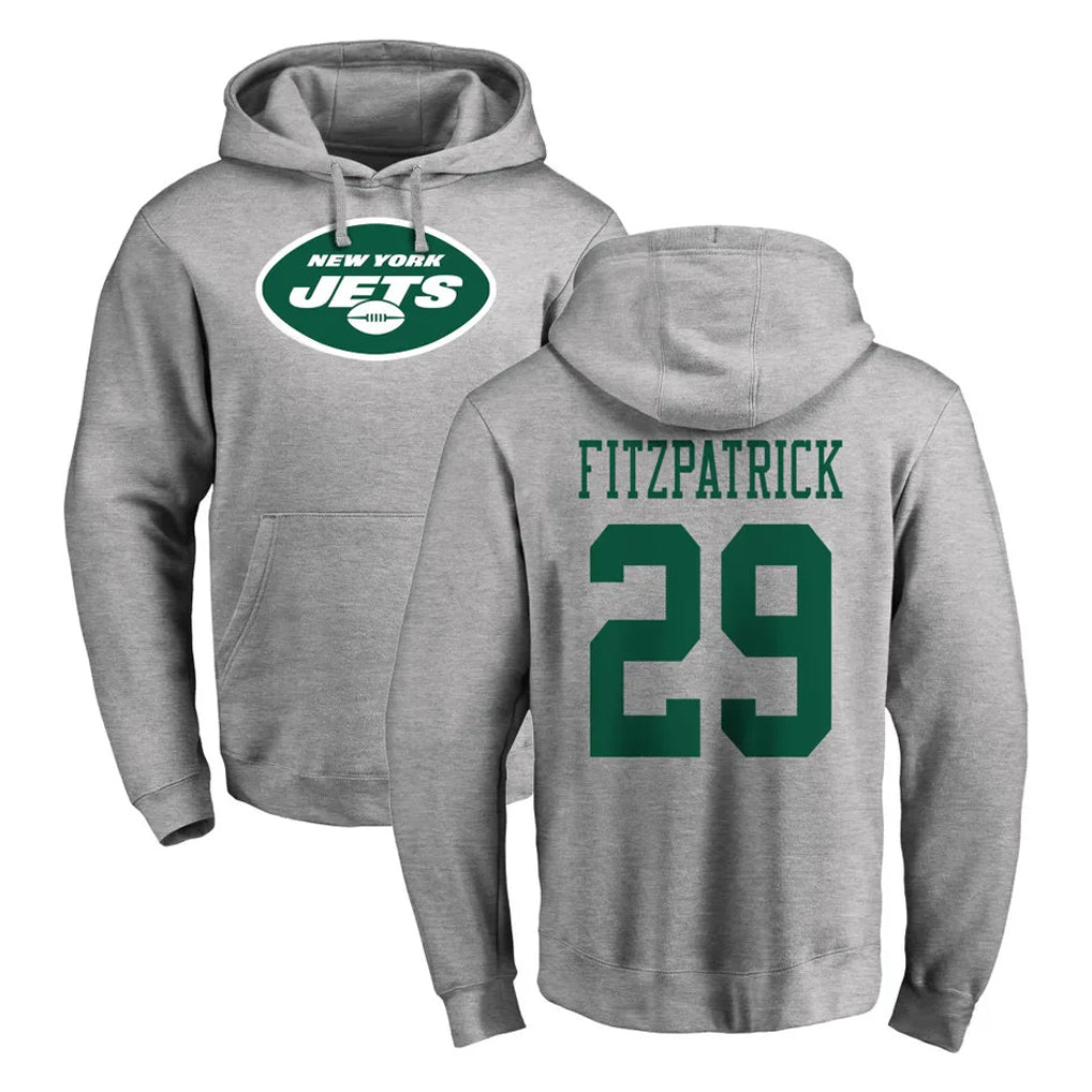 Choea NY.Jets #29 Minkah Fitzpatrick Player Gray LOGO Pullover Hoodies Limited Game Stitched Jerseys