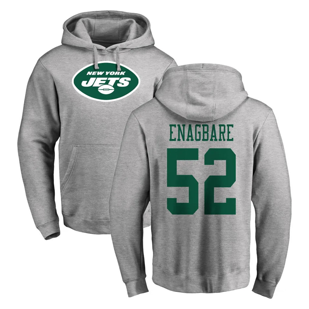 Choea NY.Jets #52 Kingsley Enagbare Player Gray LOGO Pullover Hoodies Limited Game Stitched Jerseys
