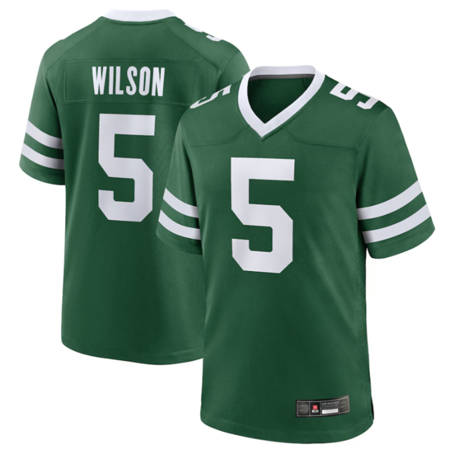 Choea NY.Jets #5 Garrett Wilson Legacy Green Game Jersey Stitched American Stitched Jersey