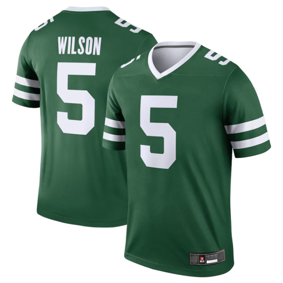 Choea NY.Jets #5 Garrett Wilson Legacy Green Legend Jersey Stitched American Stitched Jersey