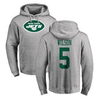 Choea NY.Jets #5 Garrett Wilson Player Gray LOGO Pullover Hoodies Limited Game Stitched Jerseys