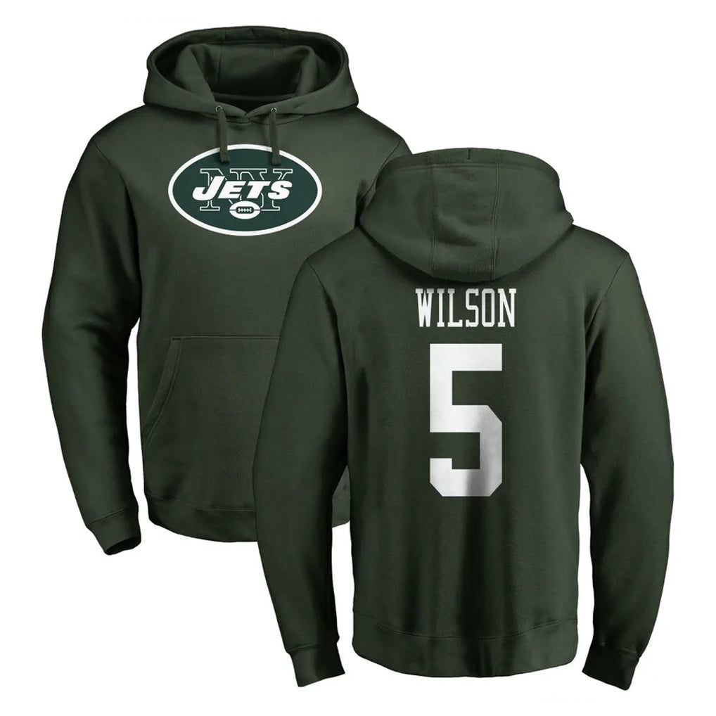Choea NY.Jets #5 Garrett Wilson Player Green LOGO Pullover Hoodies Limited Game Stitched Jerseys